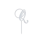 This elegant Q monogram swirl script cake topper features an intricate design, crafted from high-quality Aluminum with a Natural Aluminum finish. Perfect for adding a personal touch to cakes for weddings, birthdays, or any special occasion.